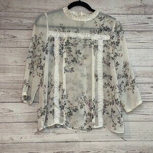 🍗‎ LC Lauren Conrad Runway High Neck Sheer Top Size Small